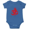Spiritual Om Trishul Baby Onesie – Sacred Hindu Symbol Bodysuit in Vibrant Red | Soft Cotton Newborn & Infant Wear